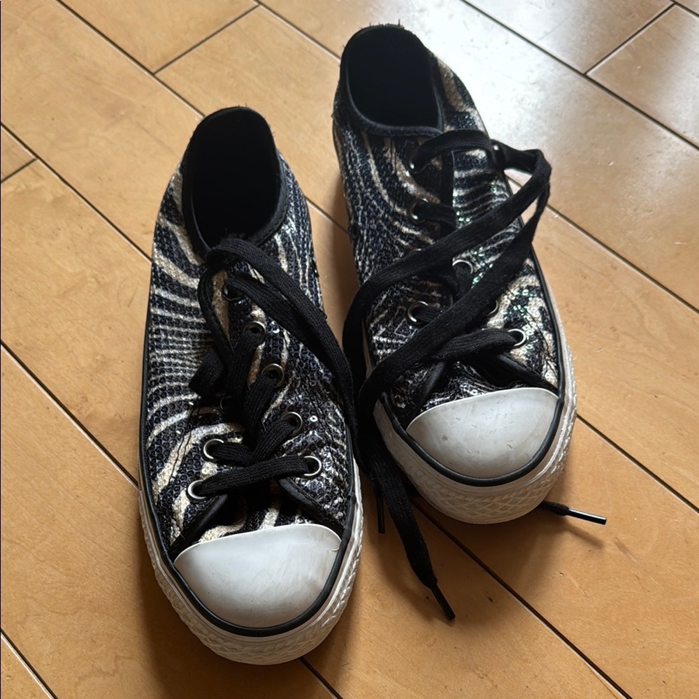 Zebra Sequin Converse Sneakers